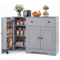 Storage Cabinet with 3 Doors, 3-Tier Side Rack & Lockable Wheel