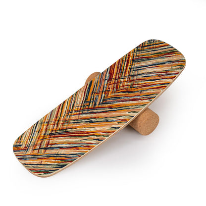 Wooden Balance Board, Surfing Skate Balance Trainer with Roller
