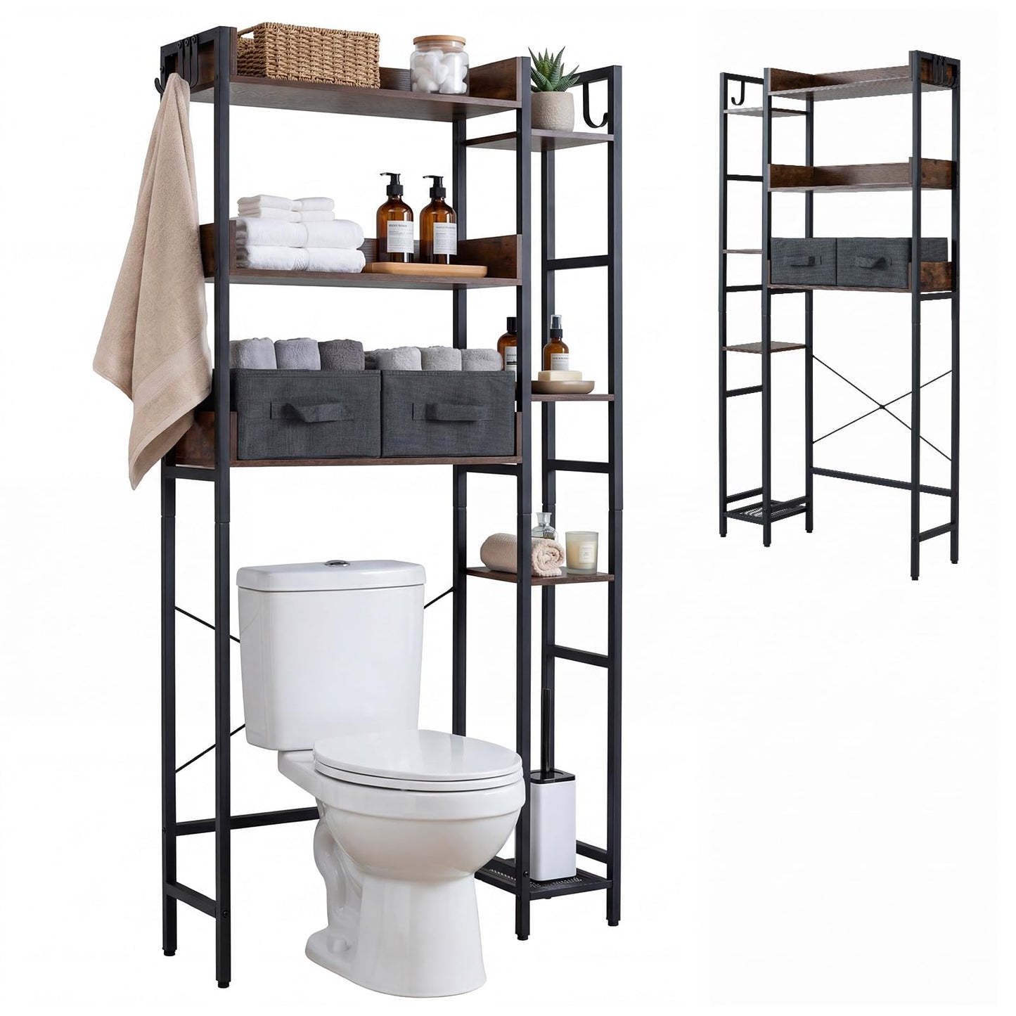 Over Toilet Storage Unit, Reversible Bathroom Shelf Space Saver