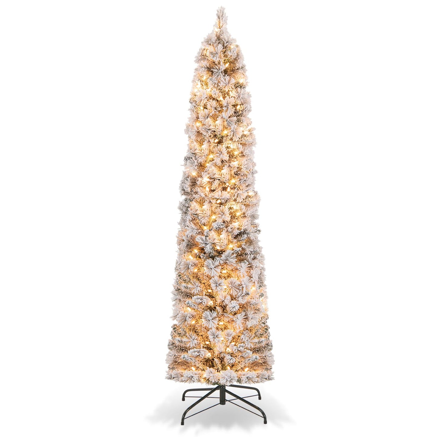 6 FT Slim Pencil Christmas Tree, Pre-lit Xmas Tree with Branch Tips