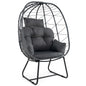 Oversized Standing Rattan Garden Egg Chair with Thick Cushions and Headrest