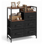 Chest of Drawers Bedroom, 5-Drawer Fabric Dresser with Open Shelves