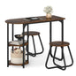GiantexUK 3-Piece Dining Table Set, Wooden Kitchen Table and Stools