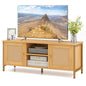 Boho TV Stand Media Console Table with 2 Cabinets and Open Shelf