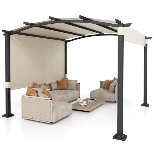 305 x 305 x 218 cm Large Garden Pergola with Sun Shade Canopy
