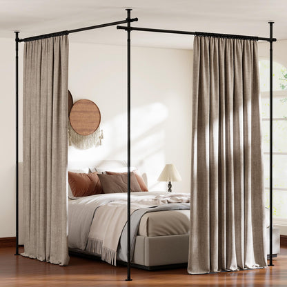 Room Divider Curtain Rod, No Drilling Adjustable Tension Rods Stand for Room Separation