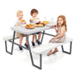 Camping Table and Chairs with Umbrella Hole and Metal Frame for Boys Girls Ages 3-8