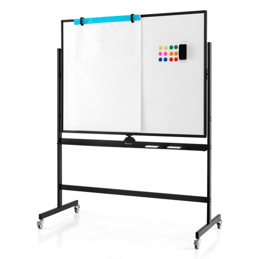 Height Adjustable Magnetic Double Sided Whiteboard with Wheels