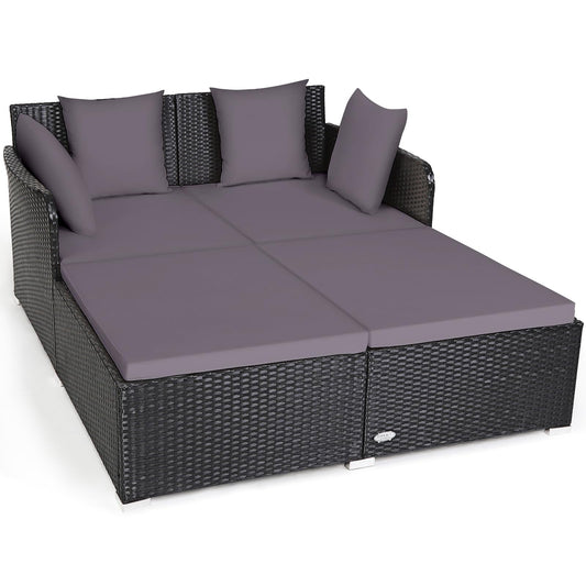 Rattan Garden 2 Seater Daybed Furniture Set with Cushions