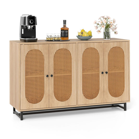 126cm Sideboard Buffet Cabinet with 4 Doors and Adjustable Shelves