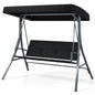 3-Person Porch Swing with Stand Adjustable Canopy Swing with Rattan Seat