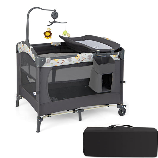 Foldable Baby Bedside Bassinet with Changing Table