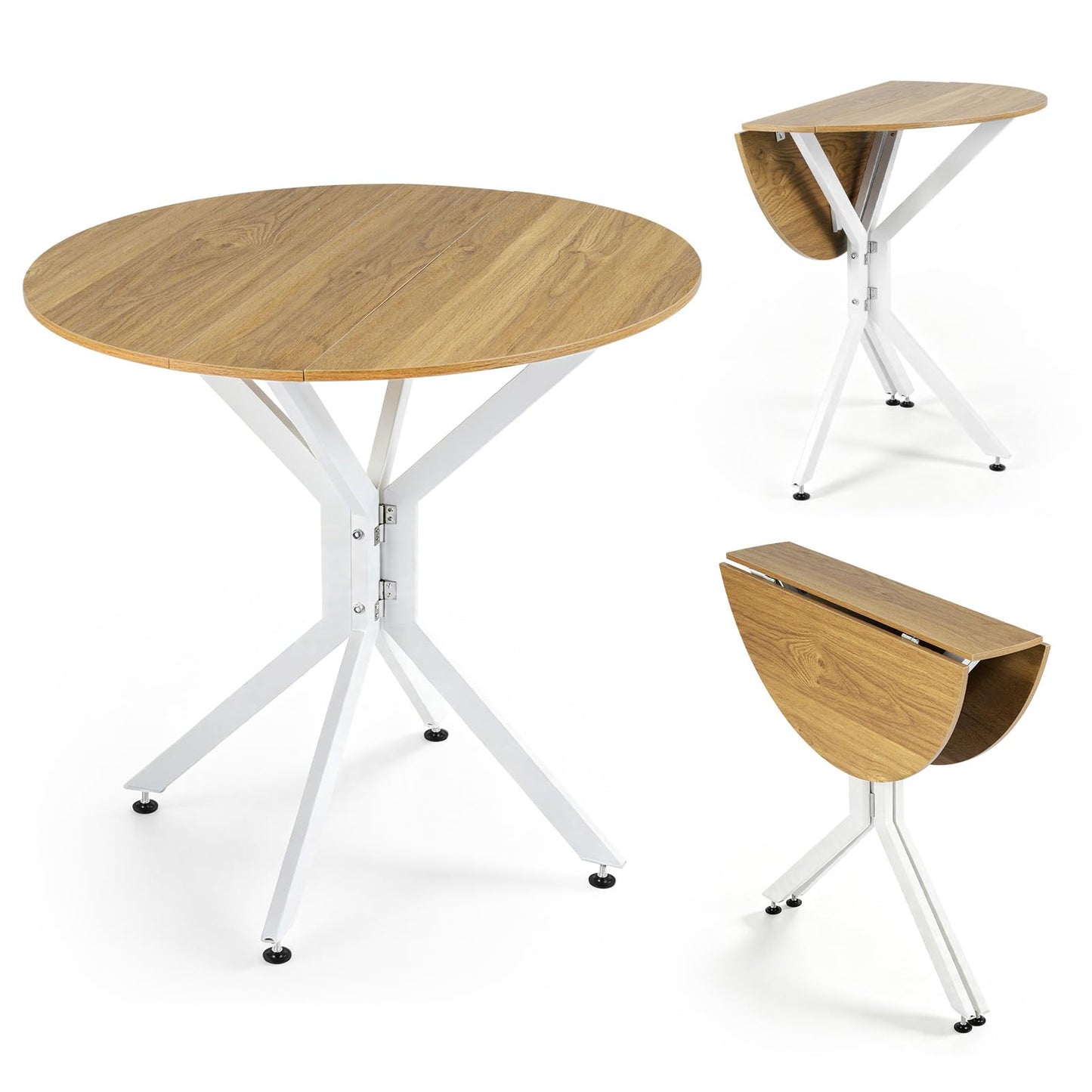 Drop Leaf Dining Table, 80cm Round Kitchen Table