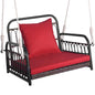 1 Person Rattan Woven Hammock Chair with Back and Seat Cushion