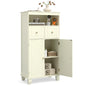 Bathroom Floor Cabinet, Freestanding Wooden Storage Cupboard with 2 Doors