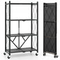 4-Tier Metal Foldable Collapsible Storage Rack with Lockable Wheels