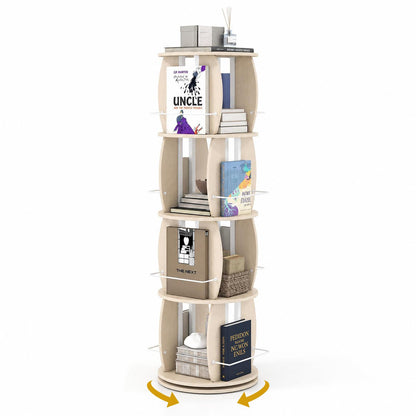 3-Tier 360° Spinning Bookshelf Tower with Display Stands for Small Spaces