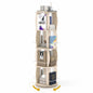 3-Tier 360° Spinning Bookshelf Tower with Display Stands for Small Spaces