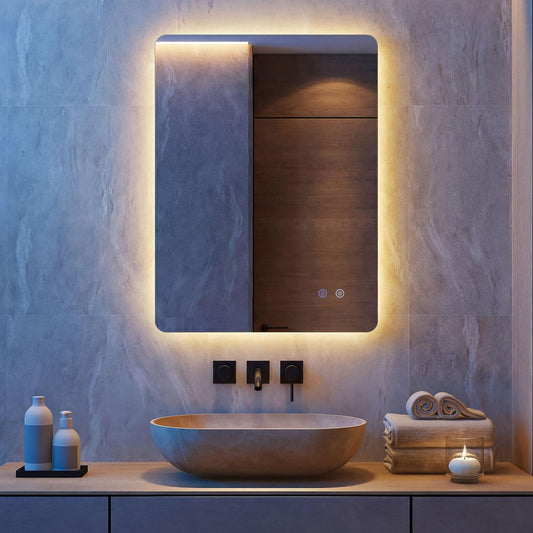 70 cm x 50 cm/80 cm x 60 cm Rectangle LED Lighted Mirror Wall Mounted Mirror