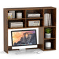 Countertop Bookcase with 3 Adjustable Shelves and Open Compartment