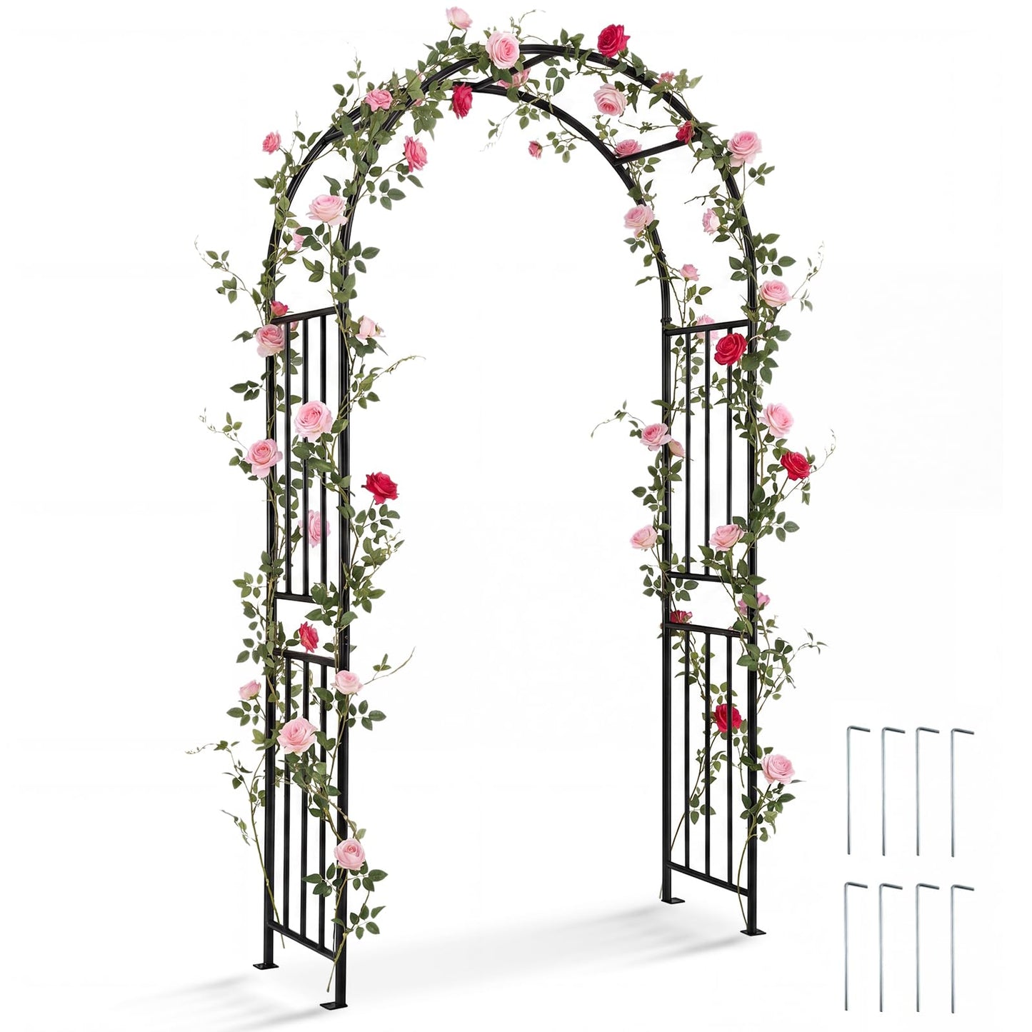 Metal Garden Arch, Large Archway Trellis Pergola Arbour for Rose Vines Climbing Plant, Patio Arbor Decoration Stand