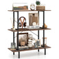 3-Tier Industrial Bookshelf with Open Shelves and Metal Frame for Living Room Study