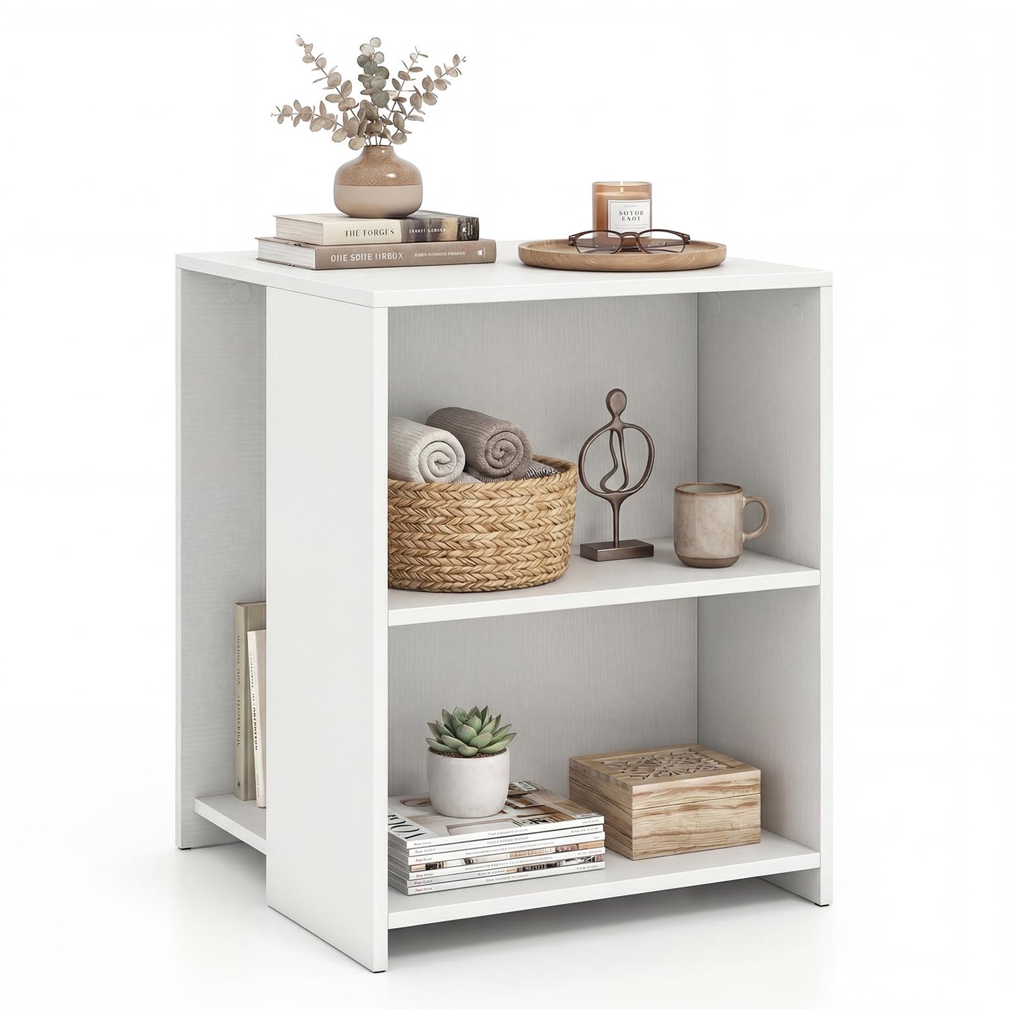 3-Tier Sofa Side Table, Square Nightstand End Table