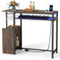 Rectangular Bar Table with RGB Light and 8-Bottle Wine Rack
