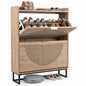 24cm Narrow Shoe Cabinet with 2 Rattan Flip Drawers