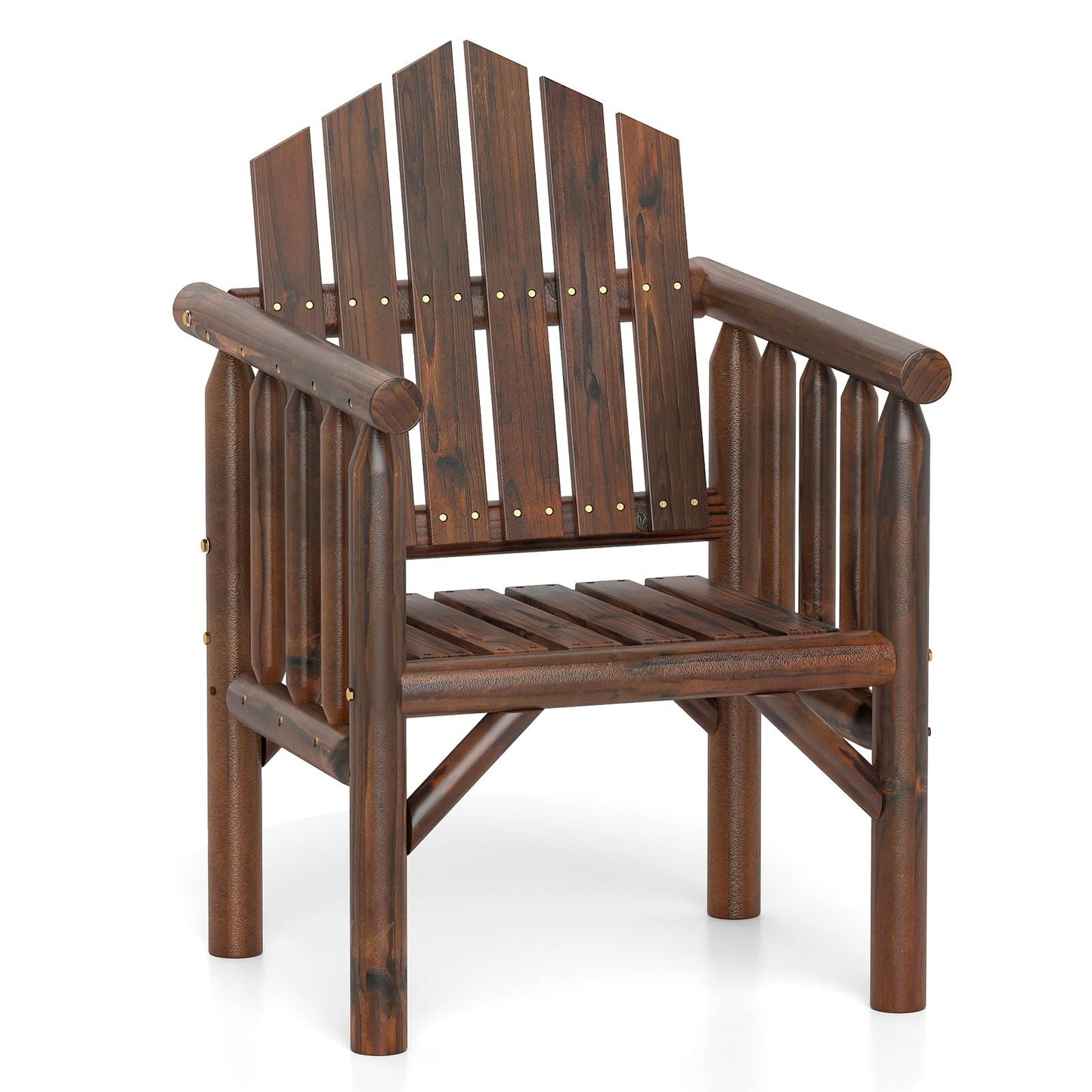 Garden Chair, Outdoor Dining Chairs with Armrests & Reclined High Backrest
