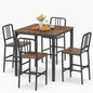 Counter Height Dining Table Set for 4 Kitchen Bar Table and Chairs Set with Faux Marble Surface
