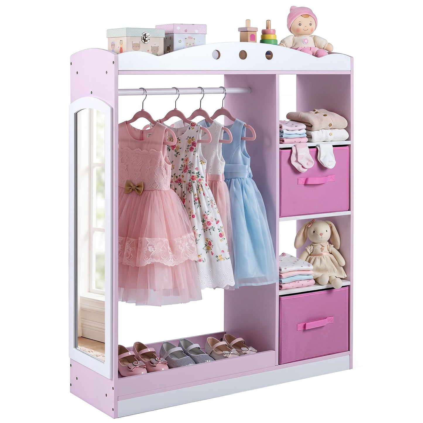 Kids Dress Up Storage, Wooden Open Children Wardrobe