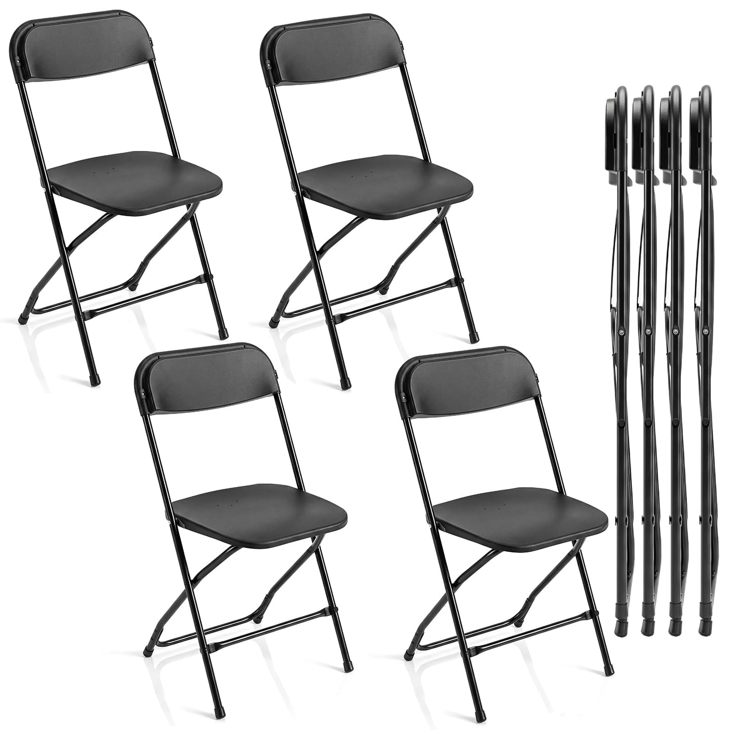4 Pack Folding Chairs with Heavy Duty Metal Frame for Home