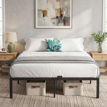 4ft6 Double Bed Frame, 135 x 190cm Heavy-Duty Metal Platform Bed Frames