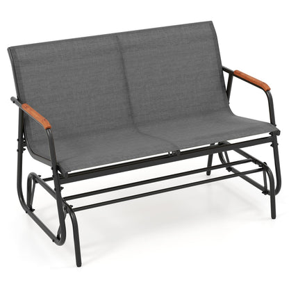 2-Person Outdoor Metal Frame Fabric Glider Bench