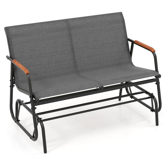 2-Person Outdoor Metal Frame Fabric Glider Bench