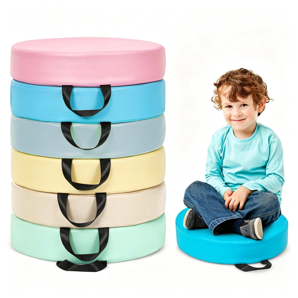 6 Pieces Kids Seat Cushions with Handle