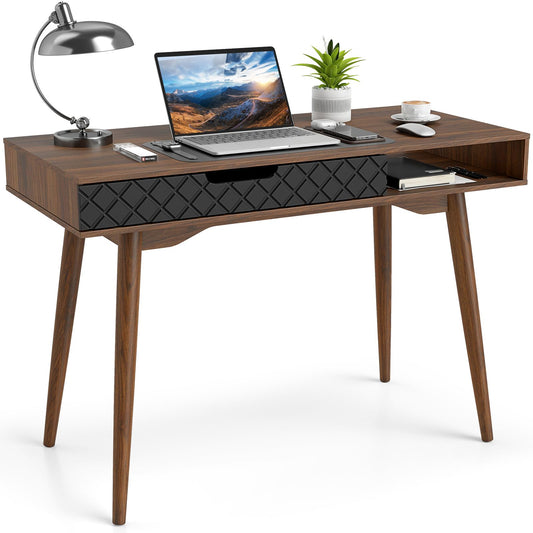 Wooden Computer Desk, 108cm Mid-Century PC Laptop Table Writing Workstation