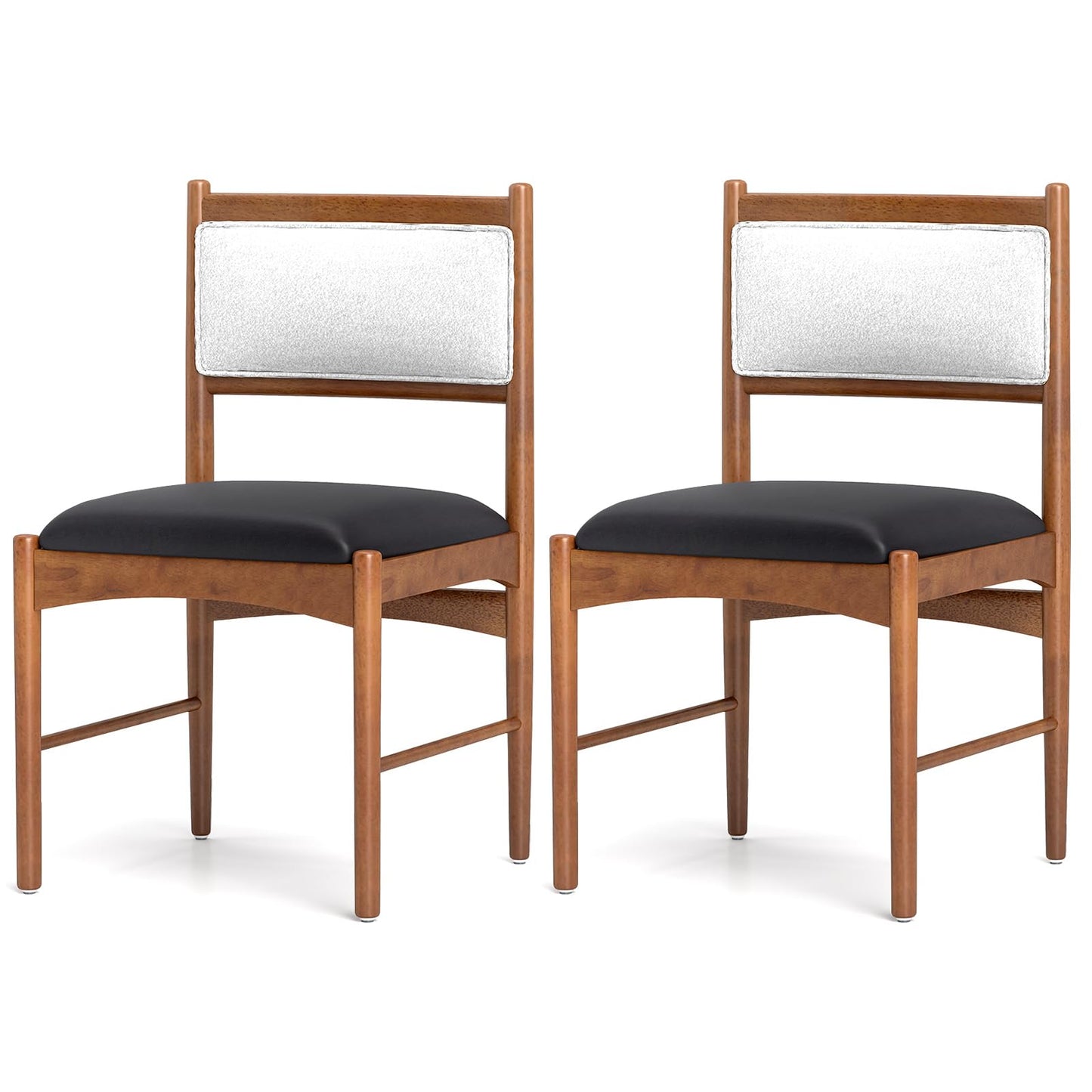 Wooden Dining Chair with Rubber Wood Frame Set of 2