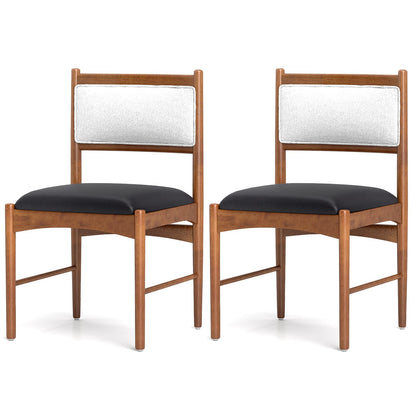 Wooden Dining Chair with Rubber Wood Frame Set of 2