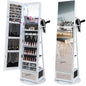 360° Swivel Lockable Jewelry Armoire Cabinet with Full-Length Mirror
