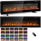 GiantexUK Electric Fireplace, Freestanding Wall Mounted Recessed Electric Fire Heater with 12 Flame Colors