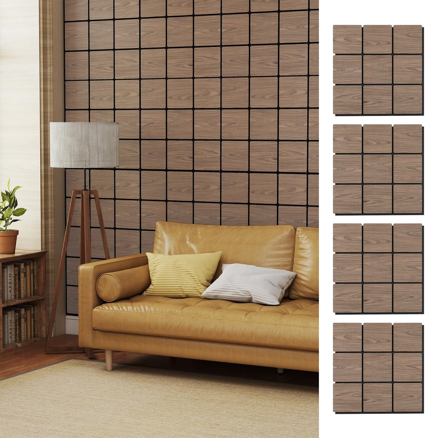 4 Pack Acoustic Panels for Walls 62 x 62 cm Sound Absorbing Panel