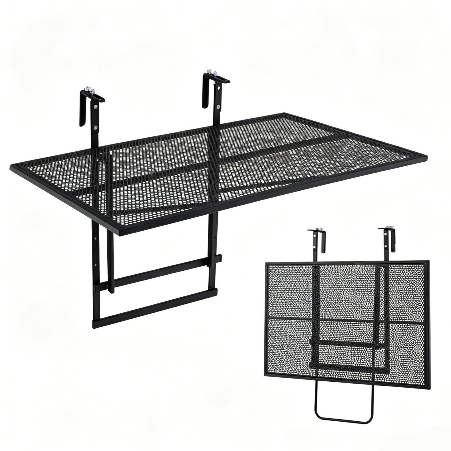 Folding Hanging Table, Balcony Desk with 5 Adjustable Heights
