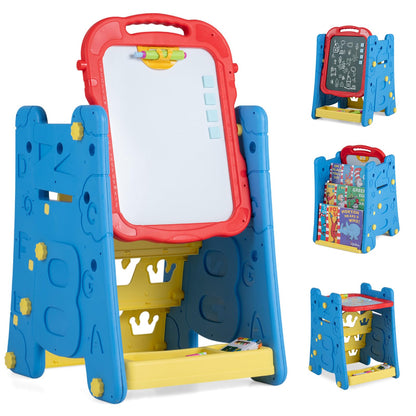 3 in 1 Art Easel for Kids Double Sided Magnetic Board Chalkboard and Whiteboard