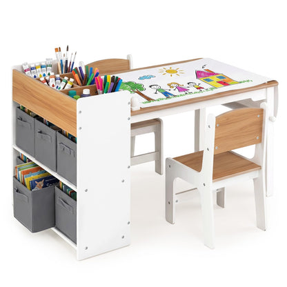 Kids Art Table and Chair Set, 3PCS Toddler Activity Desk and Chair