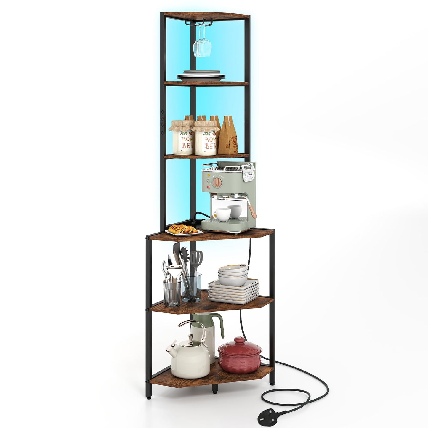 6-Tier Corner Shelf with 16 Color LED Lights
