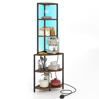 6-Tier Corner Shelf with 16 Color LED Lights