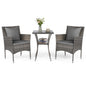 3-Piece Patio Bistro Set, PE Rattan Furniture Set with 2 Cushioned Chairs and Tempered Glass Table