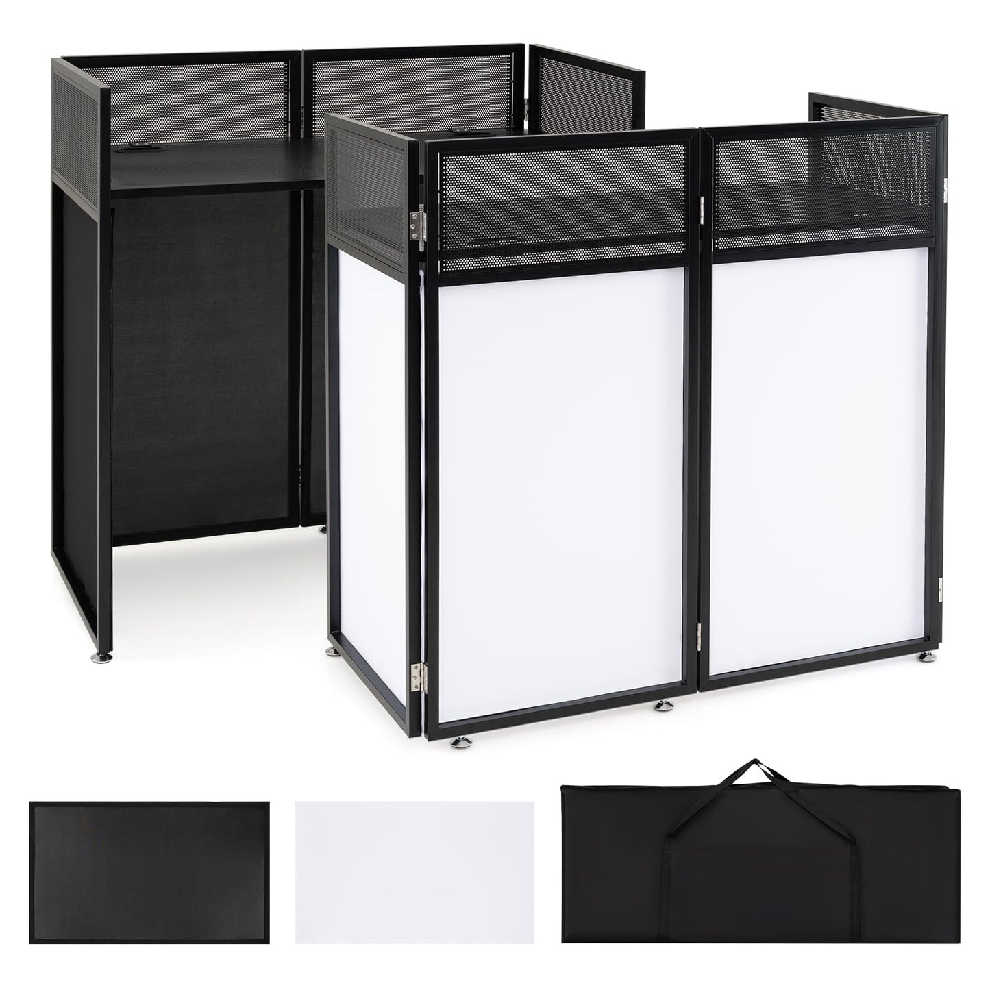 Portable DJ Booth with Black/White Scrims, Mesh Table & Carry Bag